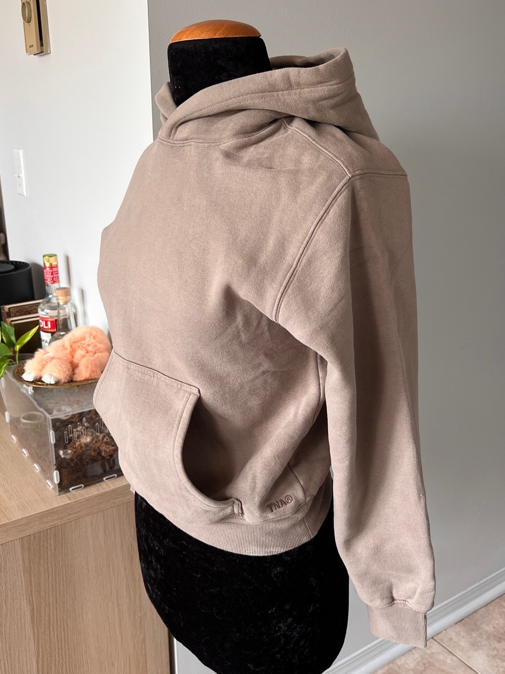 TNA Women's Taupe Hooded Sweatshirt Jacket